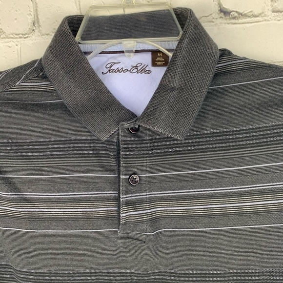 Euc-tasso Elba Pattern, Textured, Striped, Short Sleeve, Golf Polo Shirt MD - Picture 3 of 8